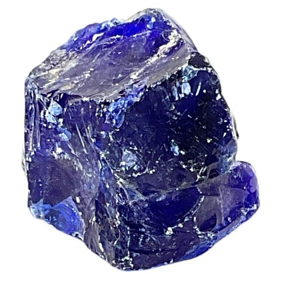 Cobalt Translucent Art Glass Cullet Glowing Manganese Slag Glass #5GX56 - Picture 3 of 7